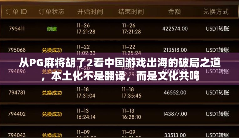 从PG麻将胡了2看中国游戏出海的破局之道，本土化不是翻译，而是文化共鸣