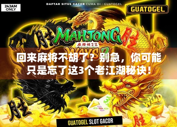 回来麻将不胡了？别急，你可能只是忘了这3个老江湖秘诀！